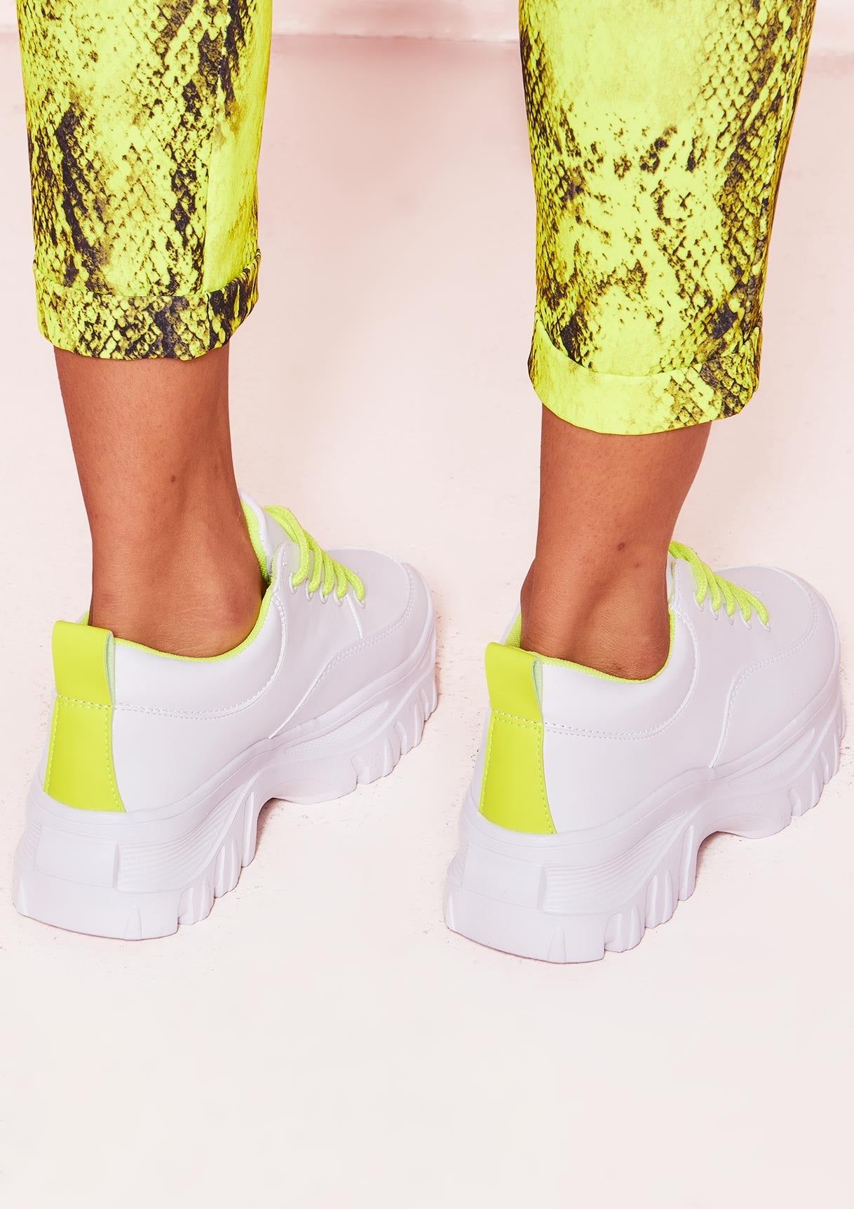 Patti White Neon Yellow Lace Chunky Trainers sold by Missy Empire product image thumbnail 4