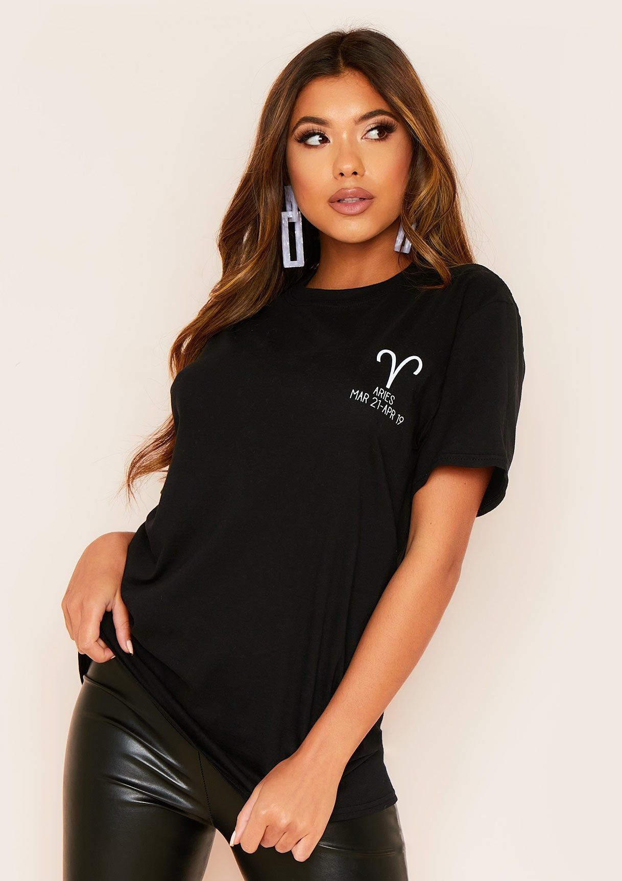 Marisol Black Aries Horoscope T-Shirt sold by Missy Empire