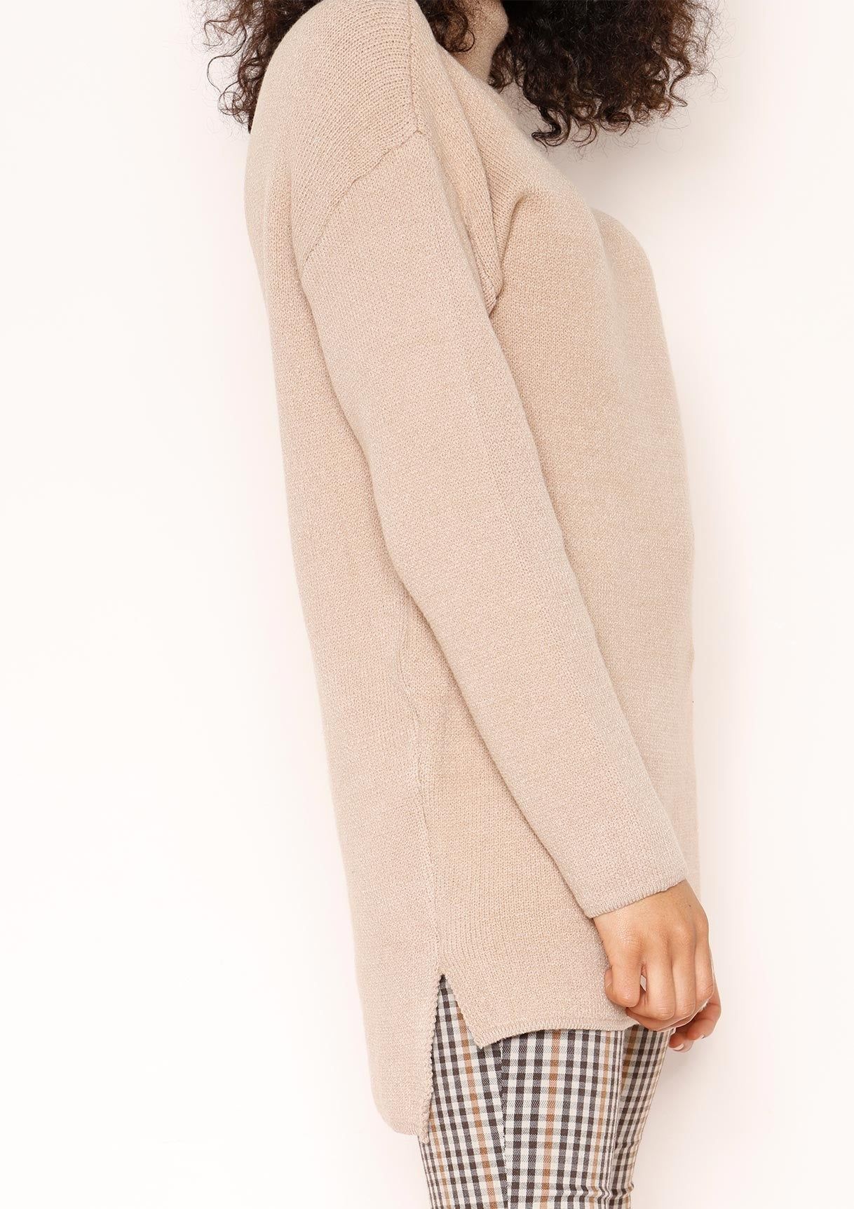 Talia Beige Knit High Neck Jumper sold by Missy Empire product image thumbnail 3