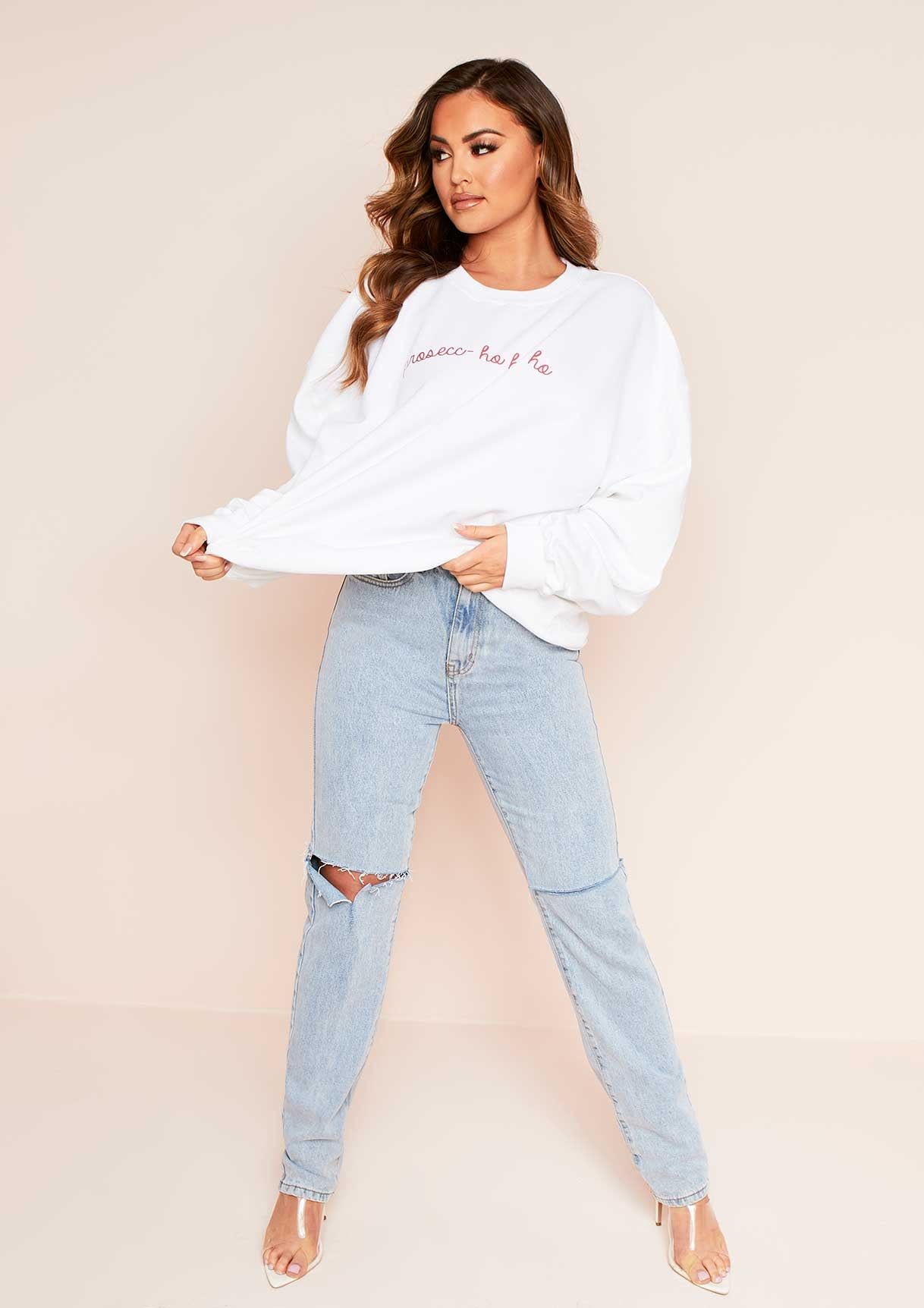 Luisa White Prosecc-ho-ho-ho Christmas Slogan Sweatshirt sold by Missy Empire product image thumbnail 3