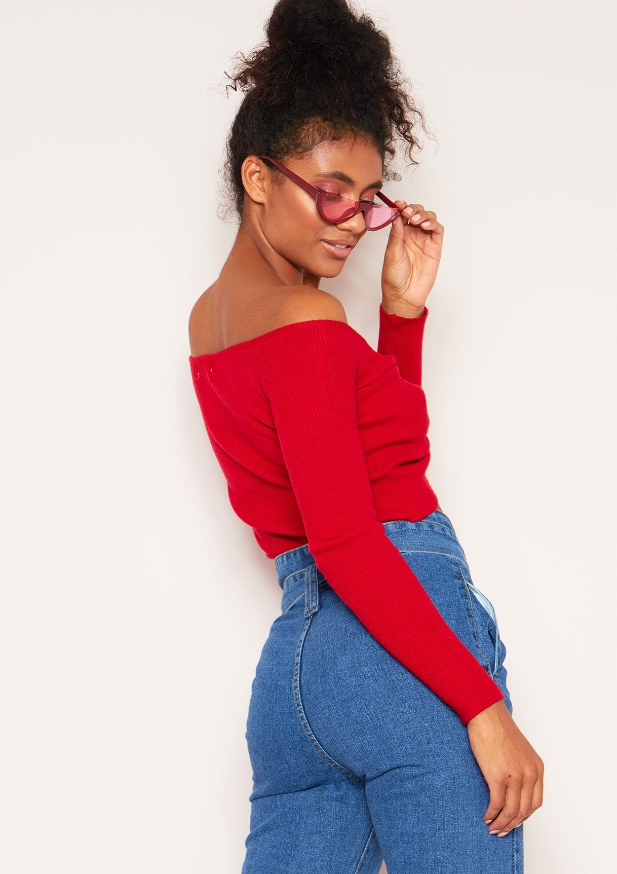 Zara Red Knit Ruched Crop Top sold by Missy Empire product image thumbnail 2