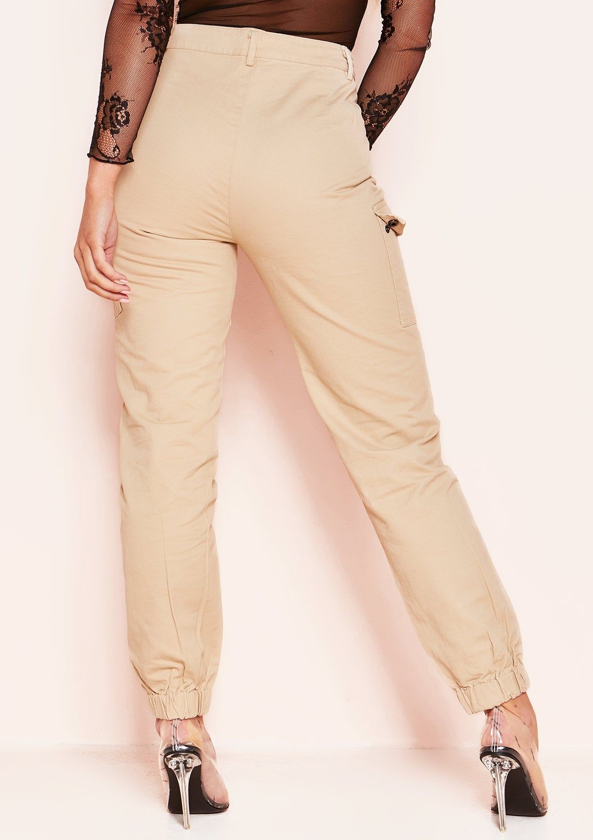 Kira Beige Pocket Cargo Trousers sold by Missy Empire product image thumbnail 2