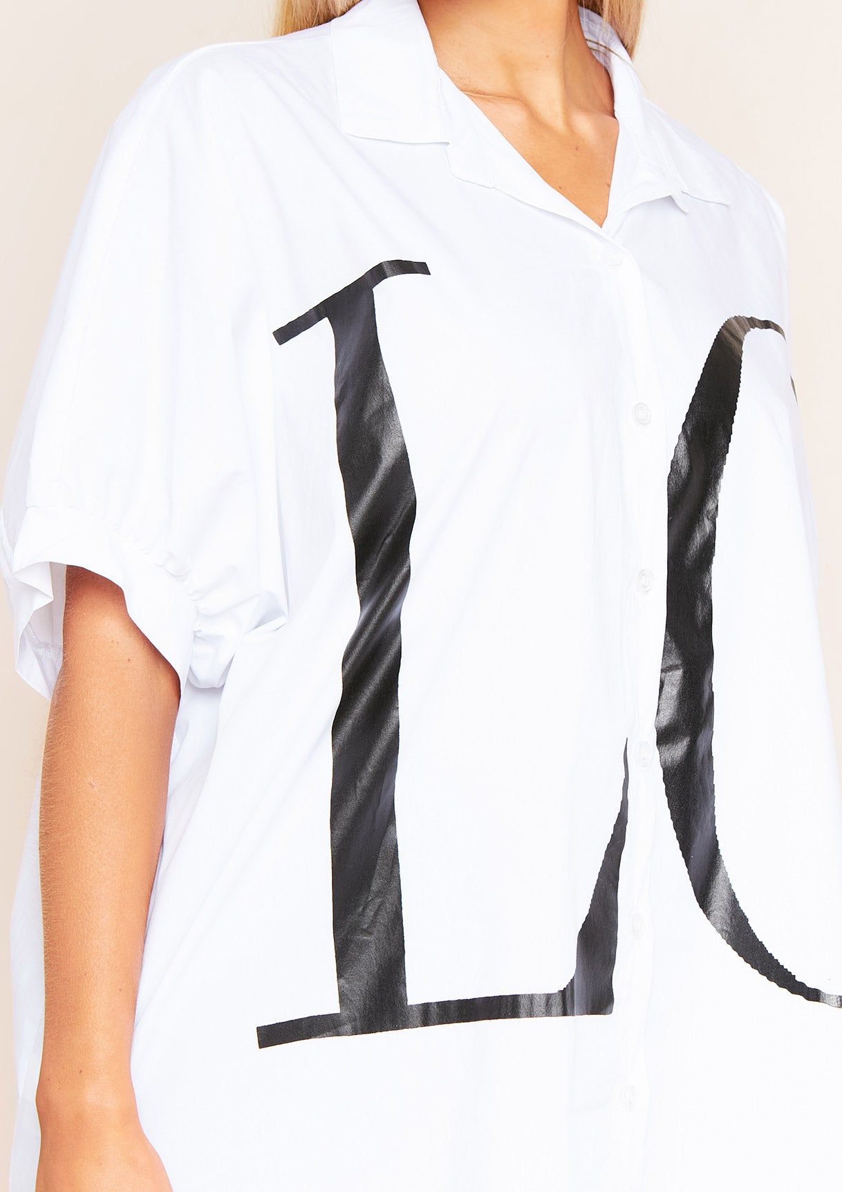 Kacey White L.O.V.E Oversized Casual Shirt sold by Missy Empire product image thumbnail 3