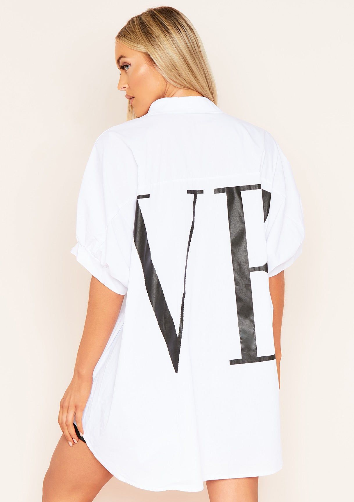 Kacey White L.O.V.E Oversized Casual Shirt sold by Missy Empire product image thumbnail 4