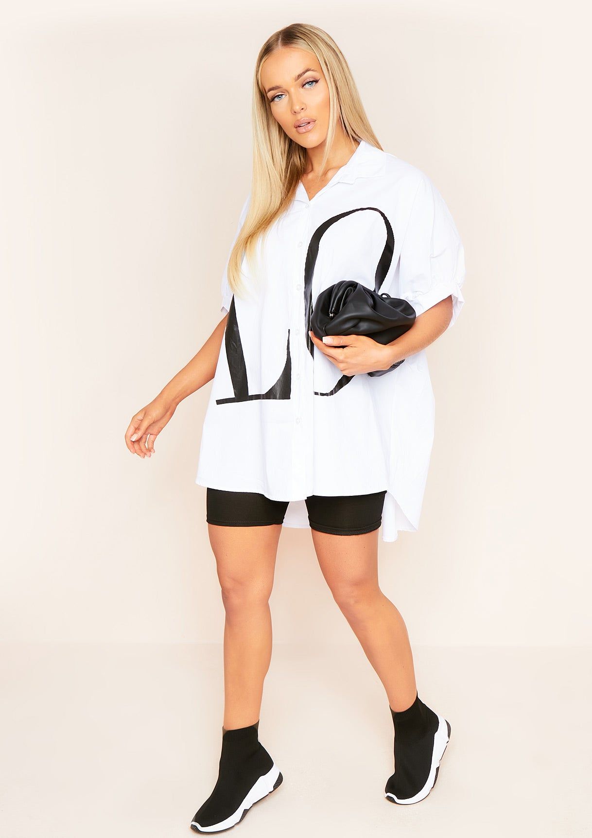 Kacey White L.O.V.E Oversized Casual Shirt sold by Missy Empire product image thumbnail 2