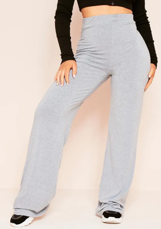 Aleena Grey Wide Leg Jersey Trousers sold by Missy Empire
