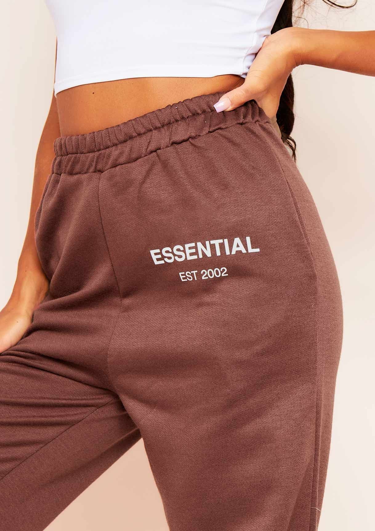 Agata Brown Essential Slogan Joggers sold by Missy Empire product image thumbnail 3
