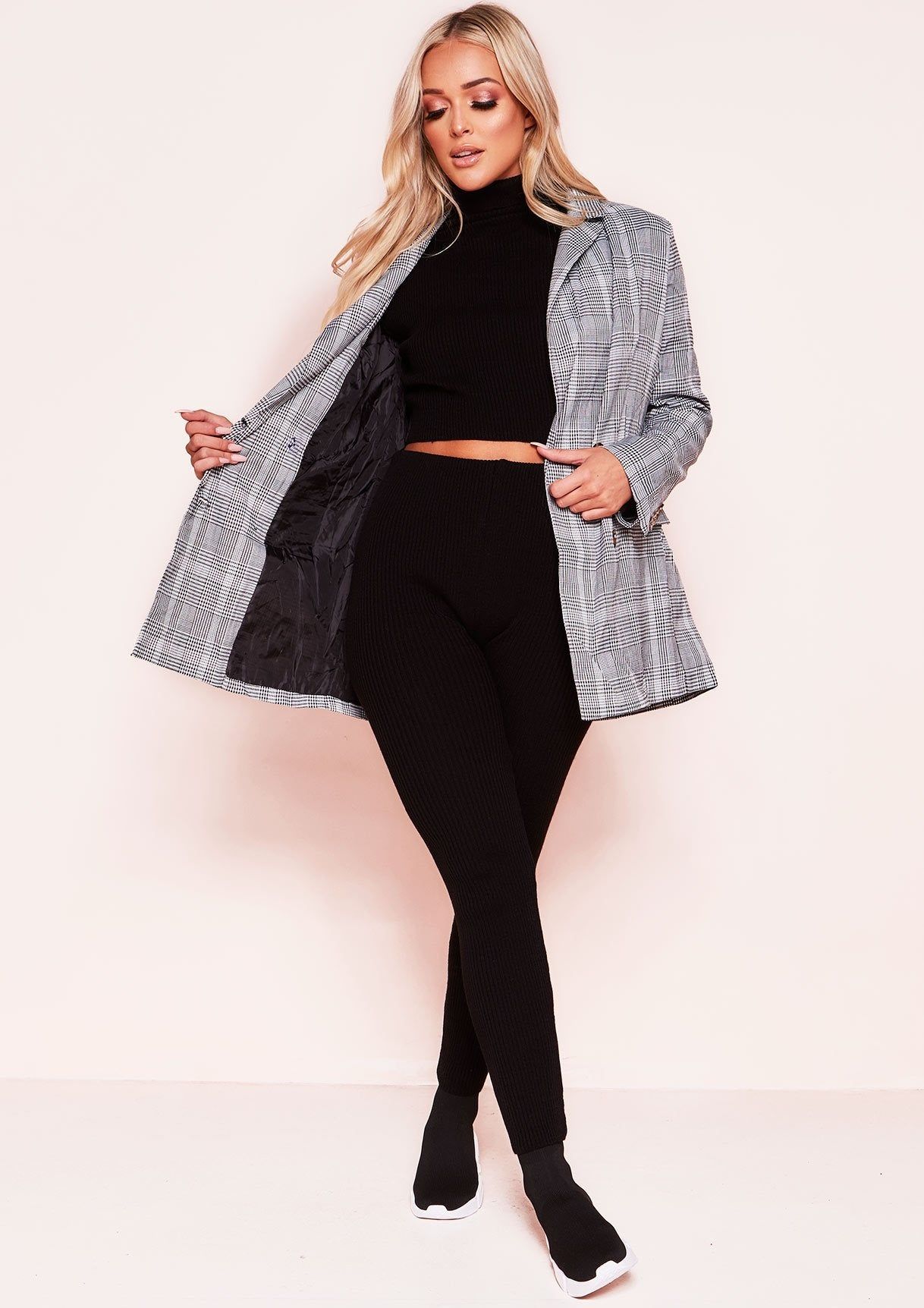 Nelly Black Ribbed Roll Neck Loungewear Set sold by Missy Empire product image thumbnail 4