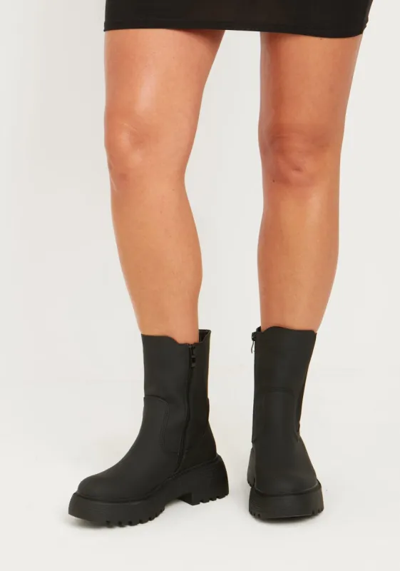 Luna Black Chelsea Ankle Boots made by Missy Empire
