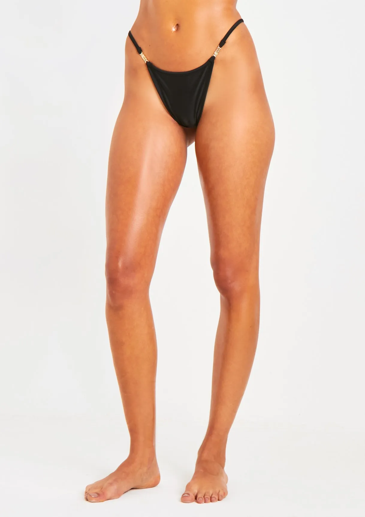Paityn Black Logo Detail Tanga Bikini Bottoms sold by Missy Empire product image thumbnail 2