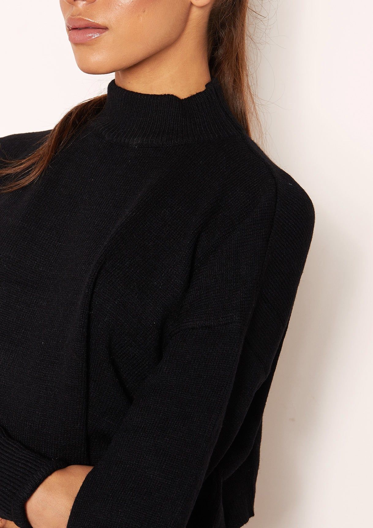Betsy Black High Neck Cropped Jumper sold by Missy Empire product image thumbnail 3