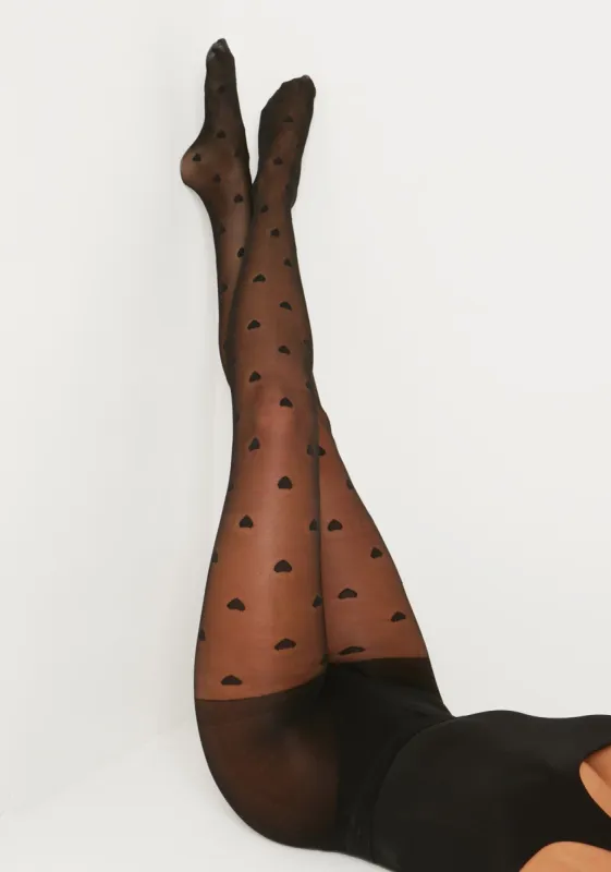 Zelda Black Heart Patterned Tights sold by Missy Empire