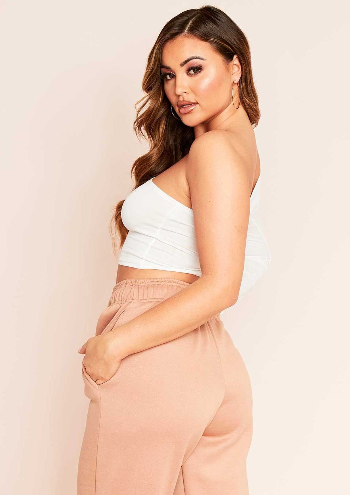 Siara White One Shoulder Long Sleeve Crop Top sold by Missy Empire product image thumbnail 2