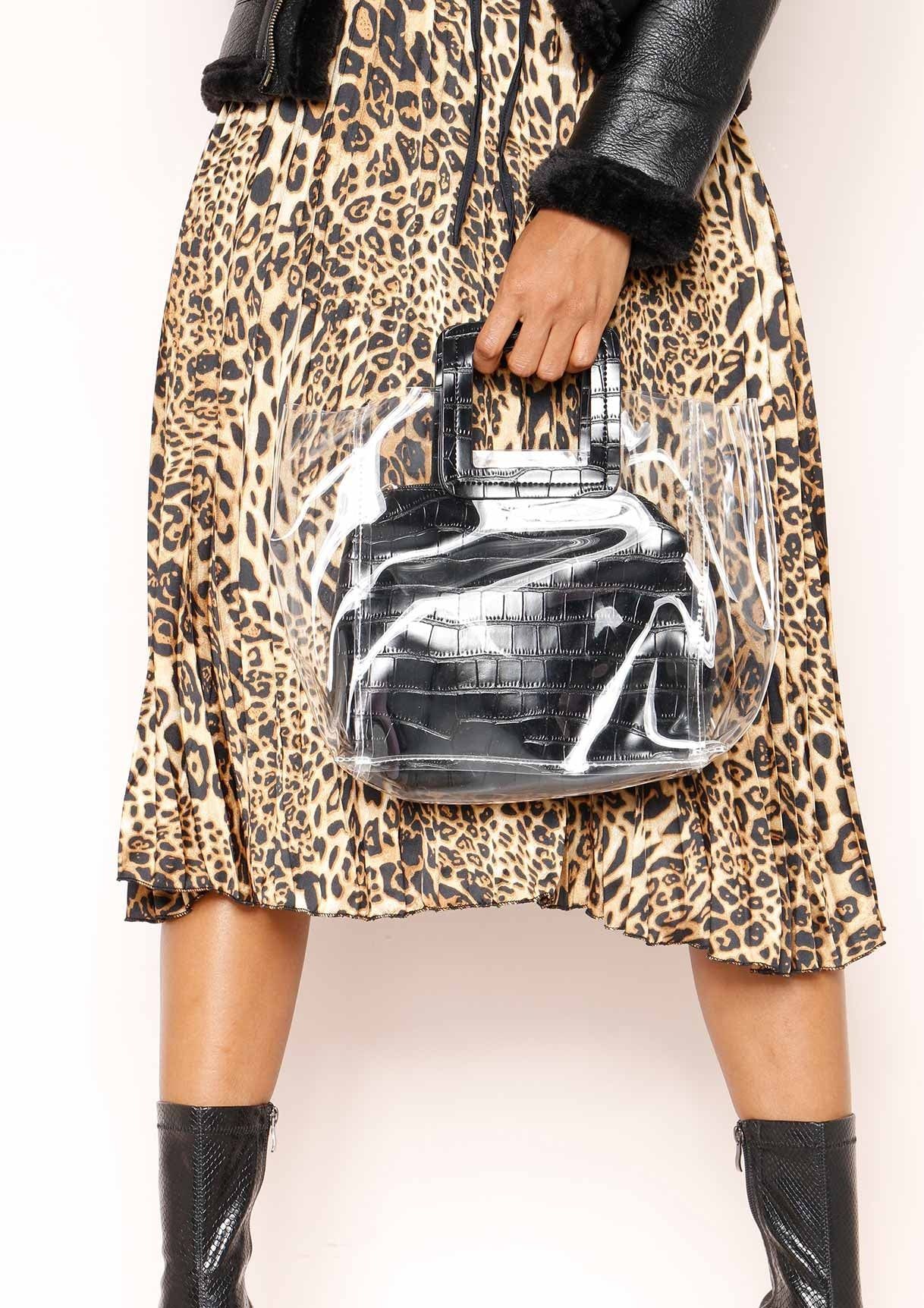 Maisie Black Perspex Faux Leather Square Bag sold by Missy Empire product image thumbnail 3