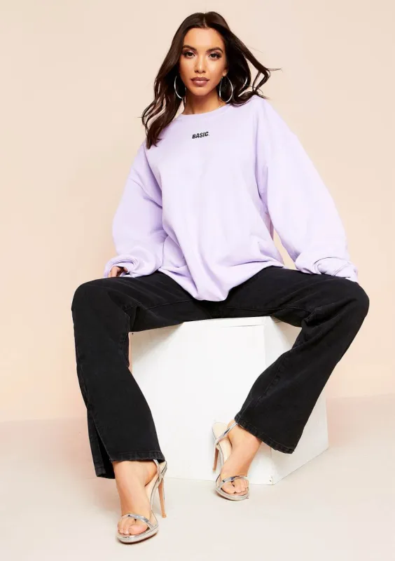 Ariana Lilac Basic Slogan Oversized Sweatshirt sold by Missy Empire