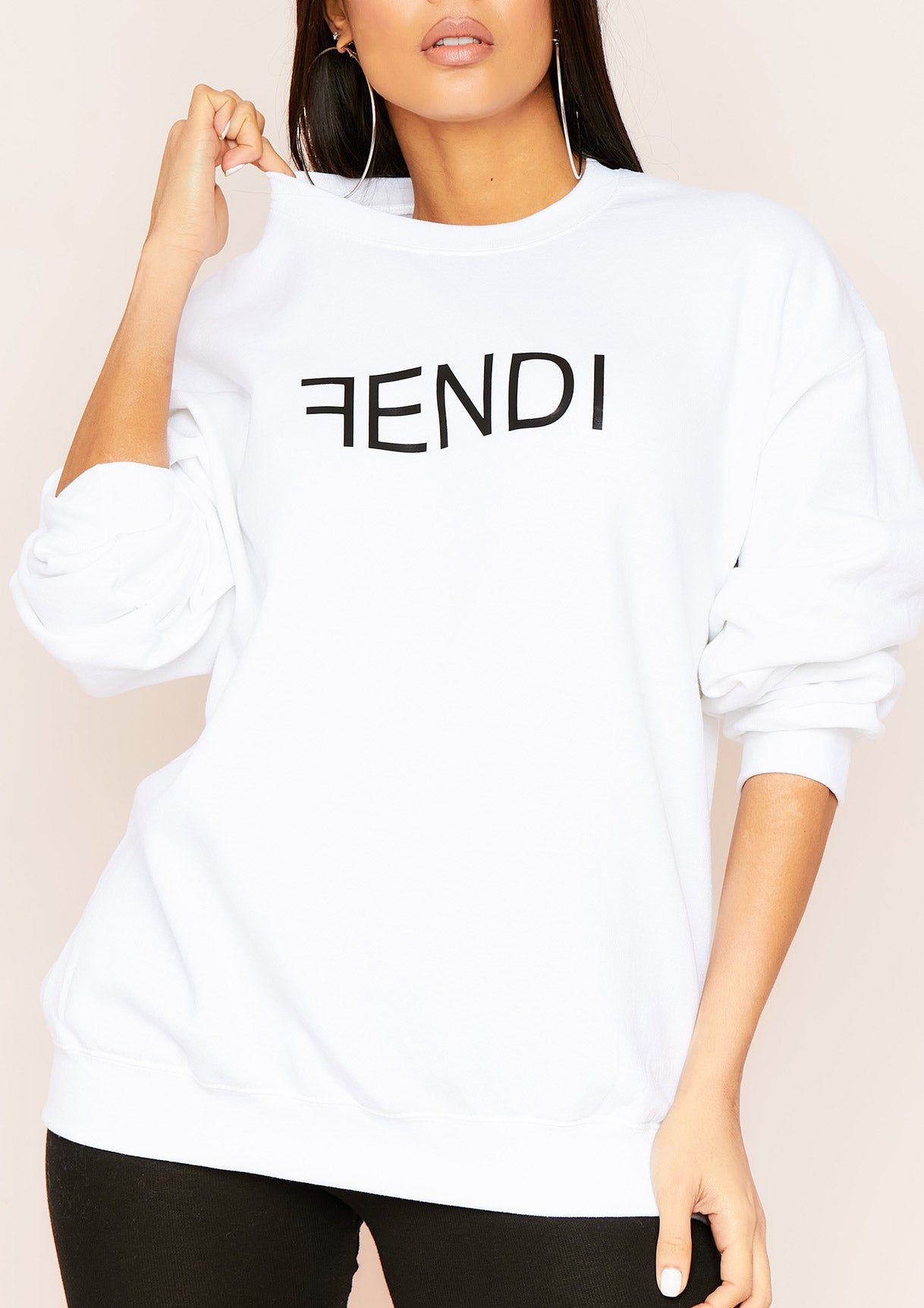 Aria White F Slogan Oversized Sweatshirt sold by Missy Empire