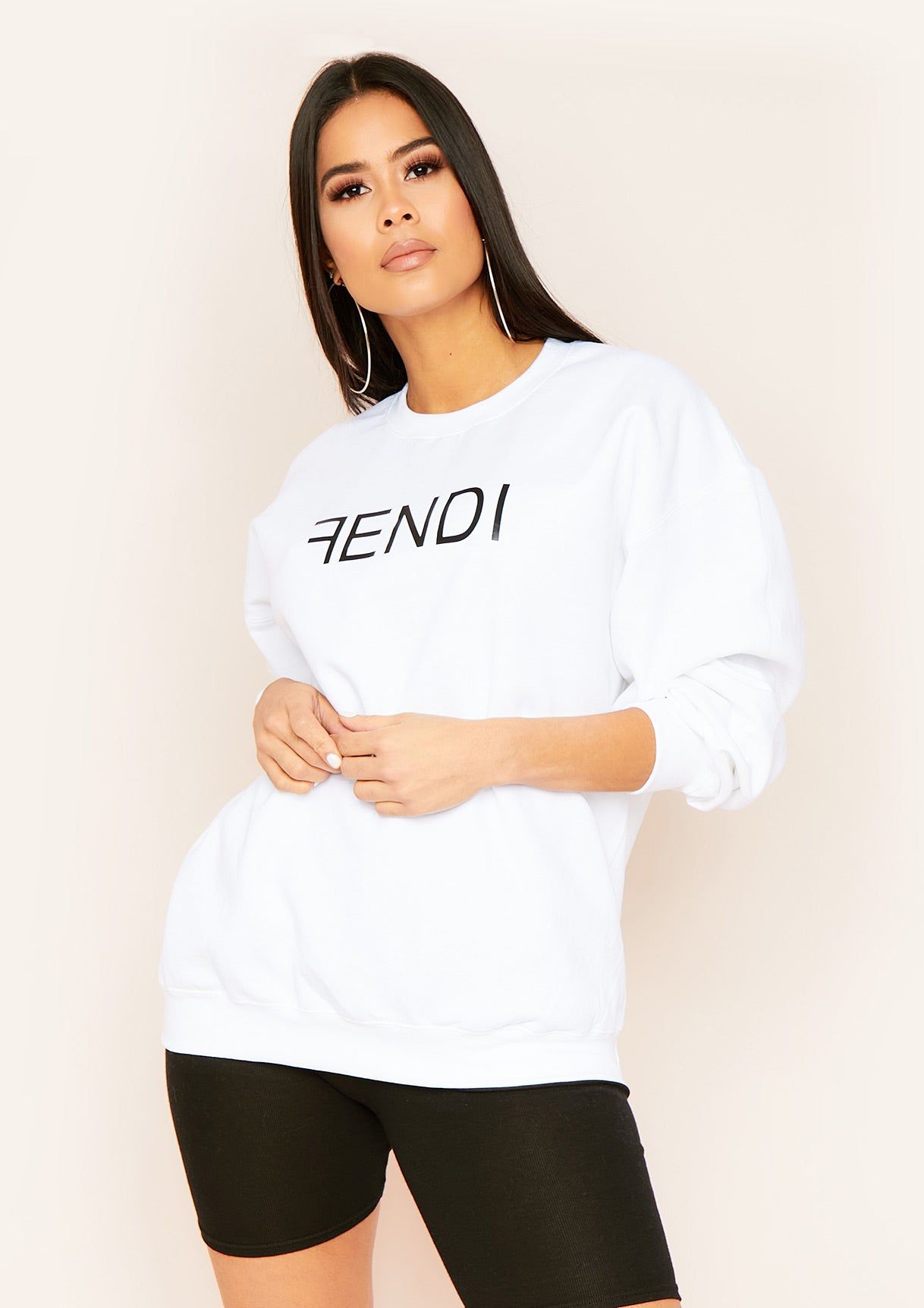 Aria White F Slogan Oversized Sweatshirt sold by Missy Empire product image thumbnail 2