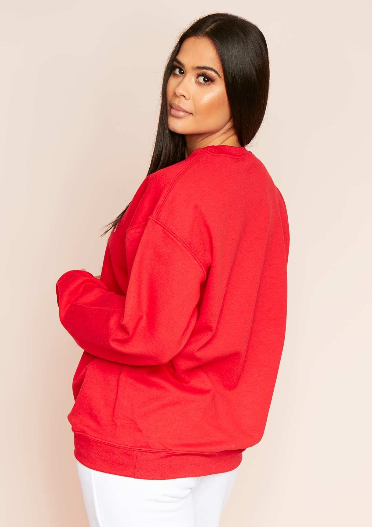 Luisa Red Prosecc-ho-ho-ho Christmas Slogan Sweatshirt sold by Missy Empire product image thumbnail 4