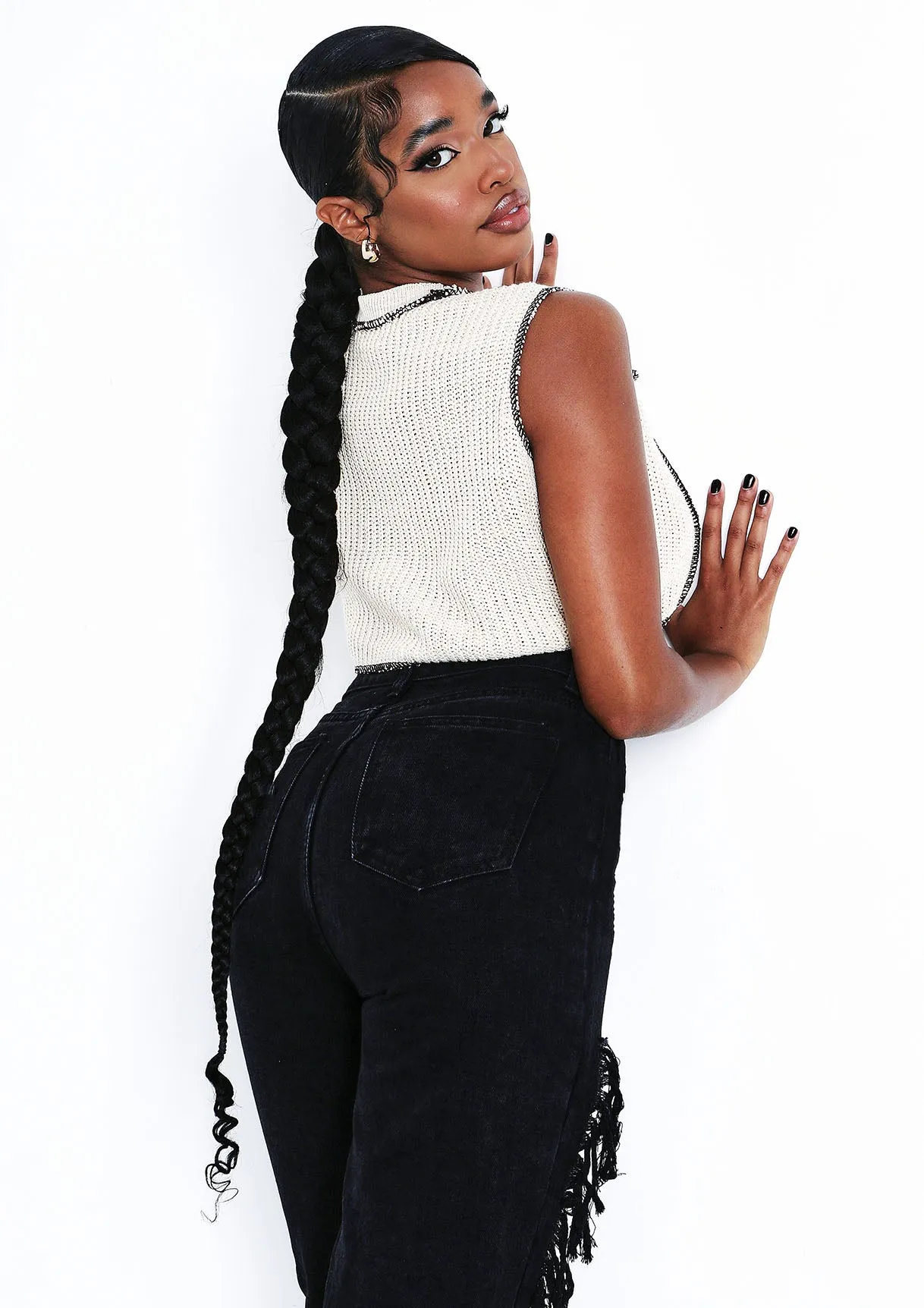 Valeria Beige Knit Crop Top sold by Missy Empire product image thumbnail 4