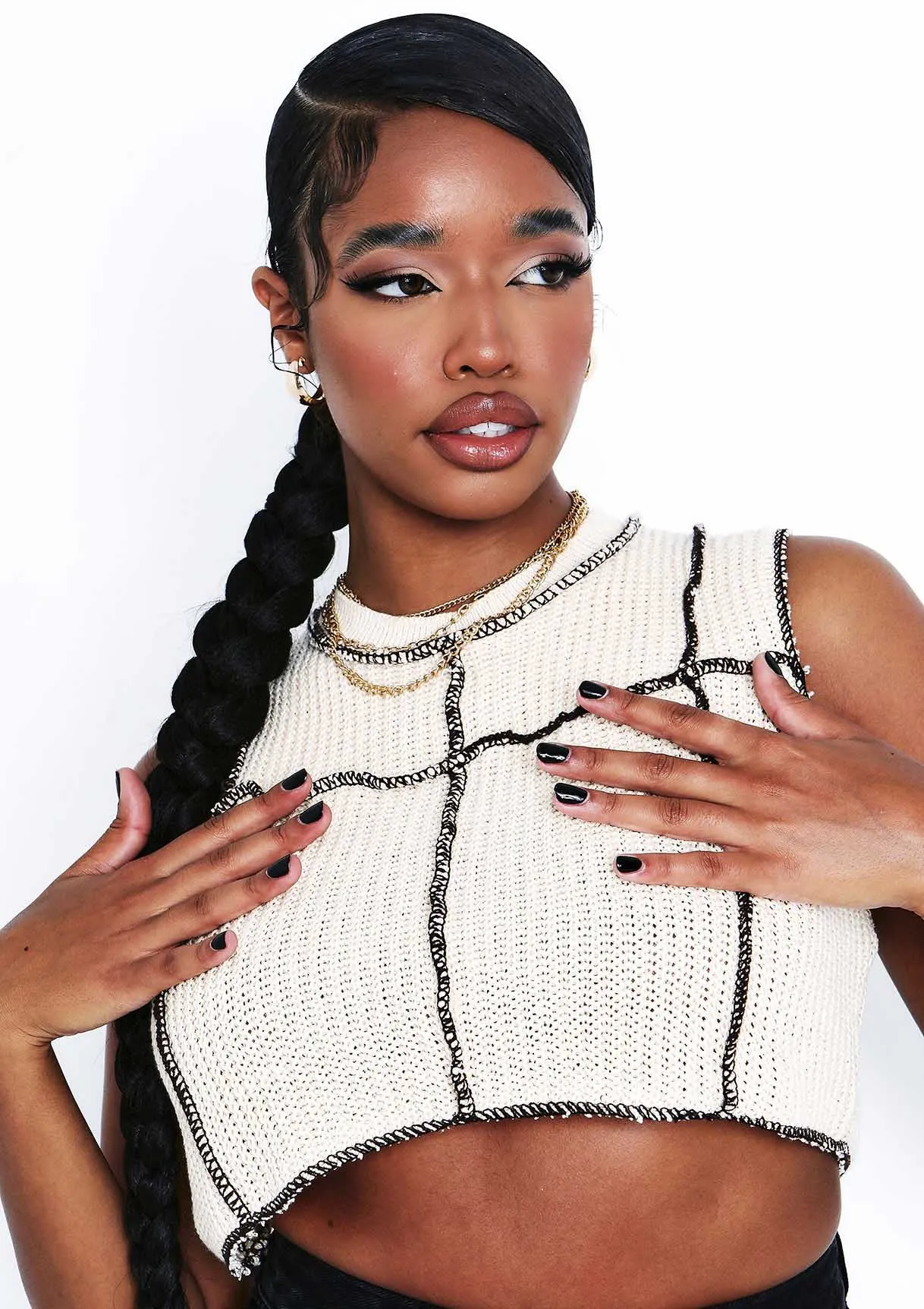 Valeria Beige Knit Crop Top sold by Missy Empire