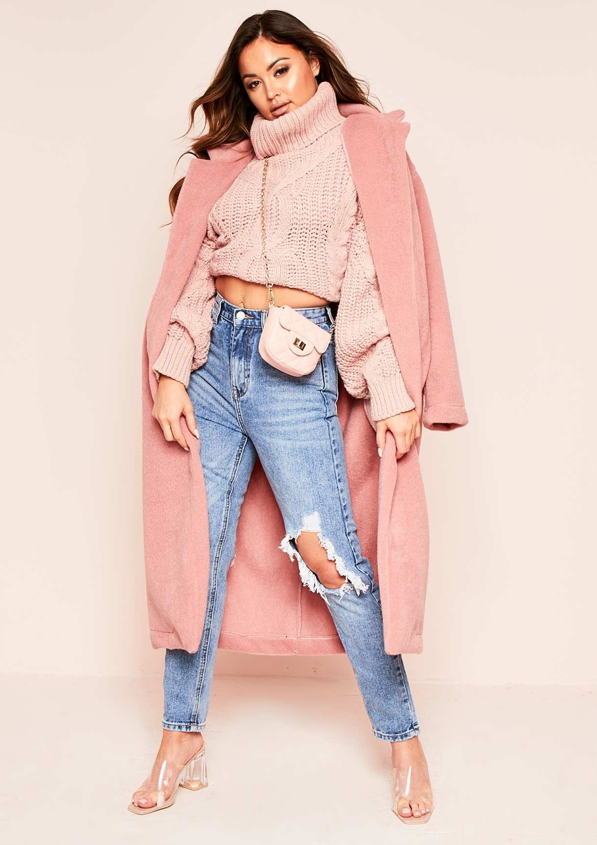 Hana Pink Cable Knit Roll Neck Jumper sold by Missy Empire product image thumbnail 3