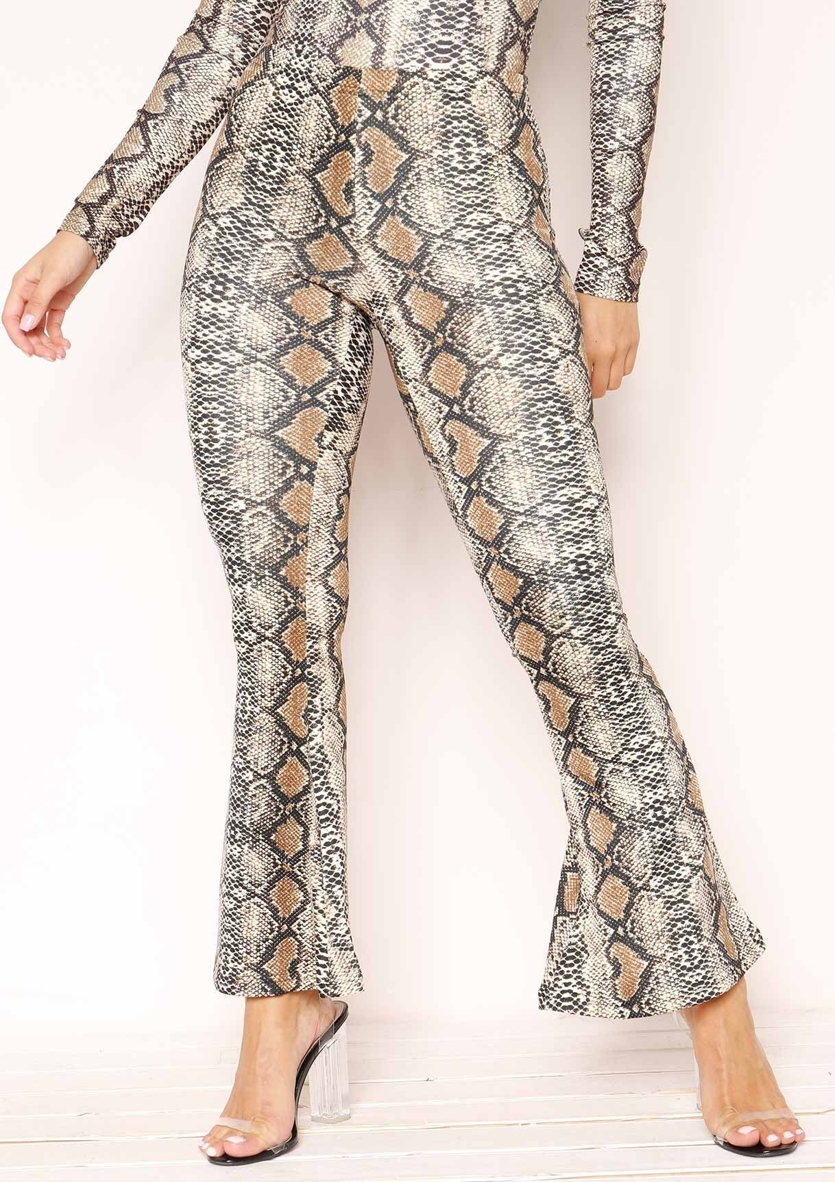 Skylar Snake Print Skinny Flare Trousers sold by Missy Empire product image thumbnail 3