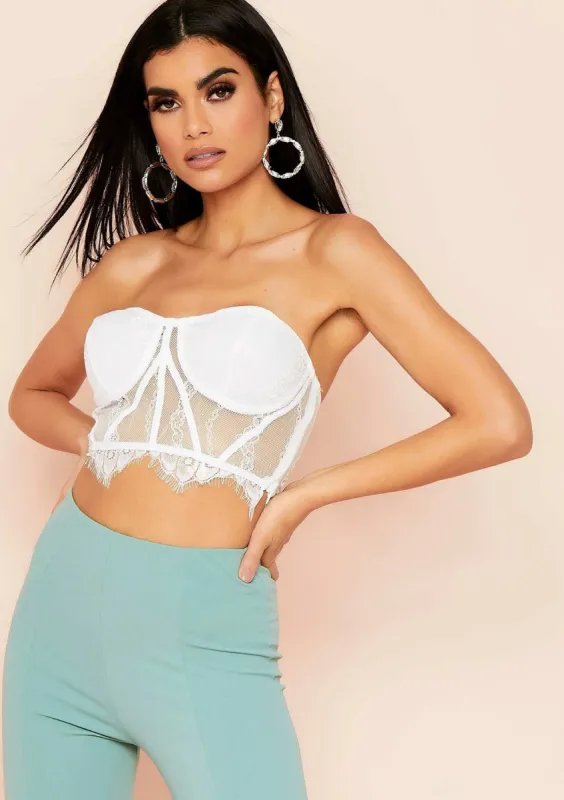 Effie White Lace Bust Cup Bralet sold by Missy Empire