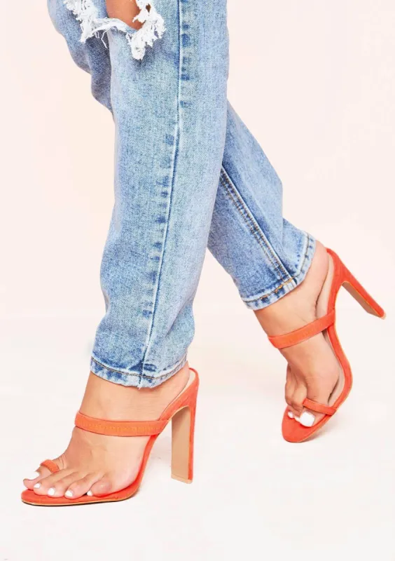 Callia Orange Toe Post Mule Heels sold by Missy Empire