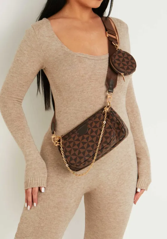 Zoe Brown 3 In 1 Cross Body Bag sold by Missy Empire