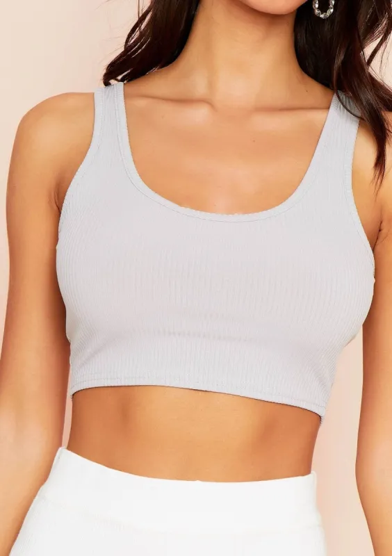 Journey Grey Ribbed Crop Top sold by Missy Empire