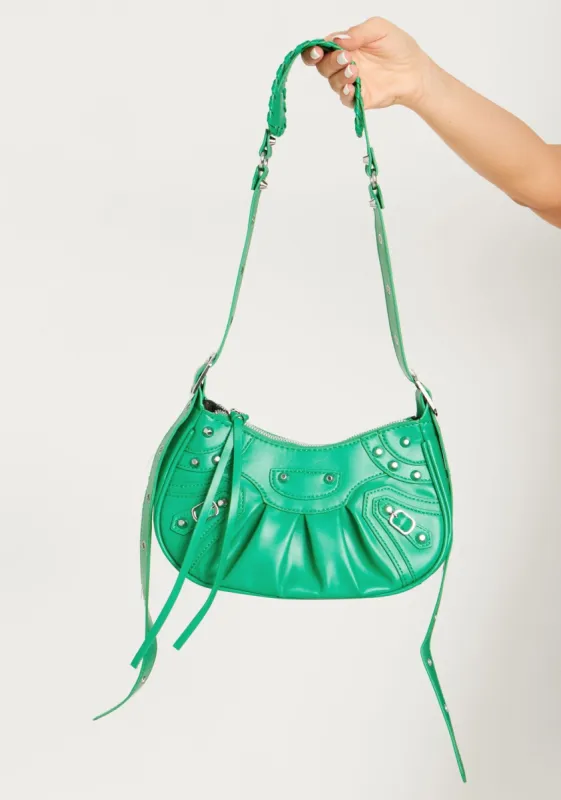 Roux Green Faux Leather Shoulder Bag made by Missy Empire