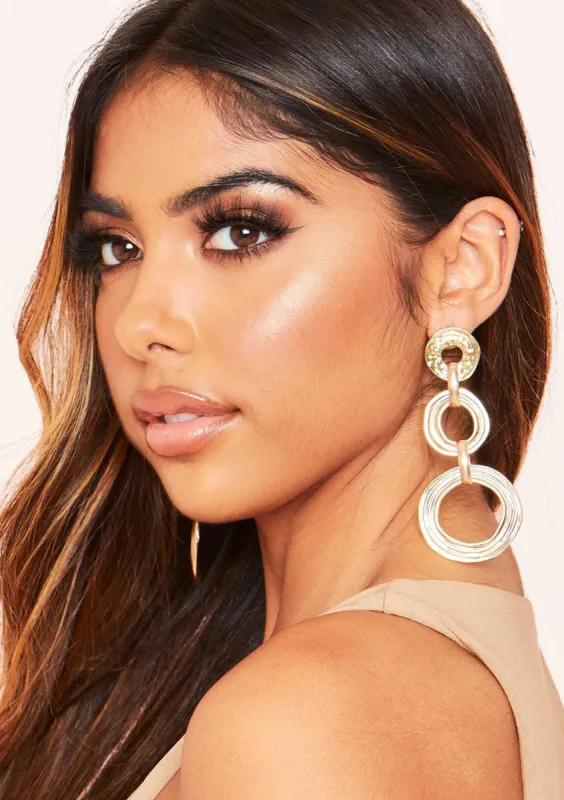 Briana Gold Cricle Ring Detail Drop Earrings sold by Missy Empire
