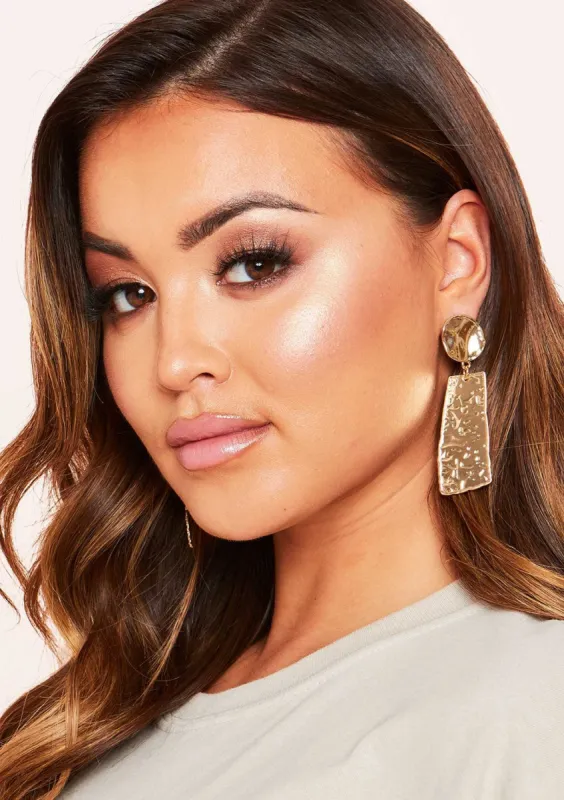 Macie Gold Crushed Drop Earrings sold by Missy Empire