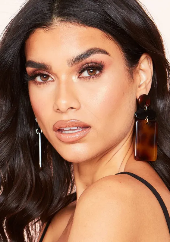 Shilah Tortoise Shell Drop Resin Earrings sold by Missy Empire