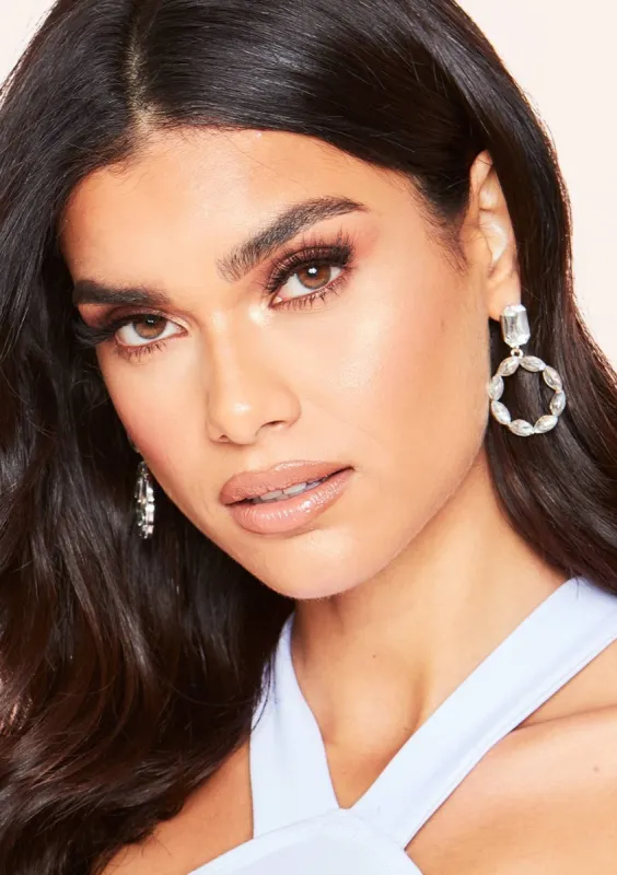 Danna Rose Gold Gem Circle Earrings sold by Missy Empire