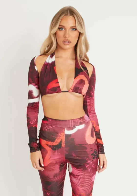 Taliyah Graffiti Printed Top With Matching Bolero sold by Missy Empire