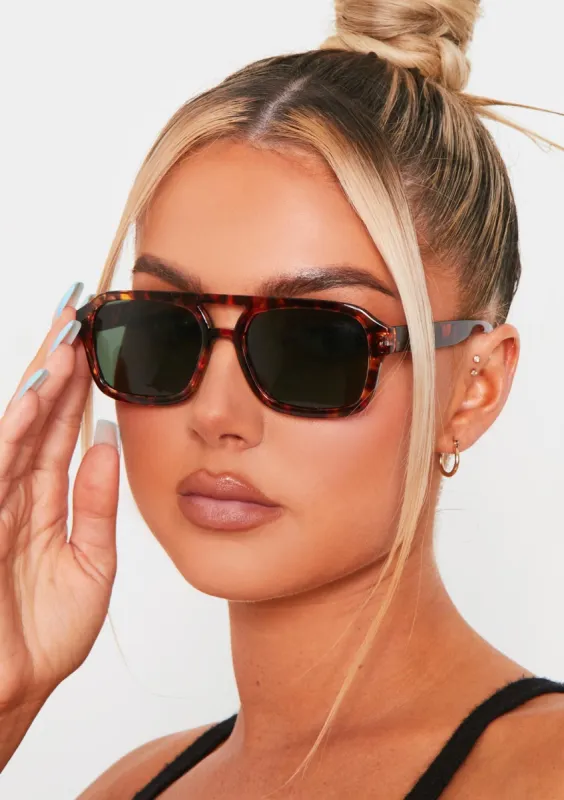 Sydney Tortoise Shell Aviator Sunglasses sold by Missy Empire