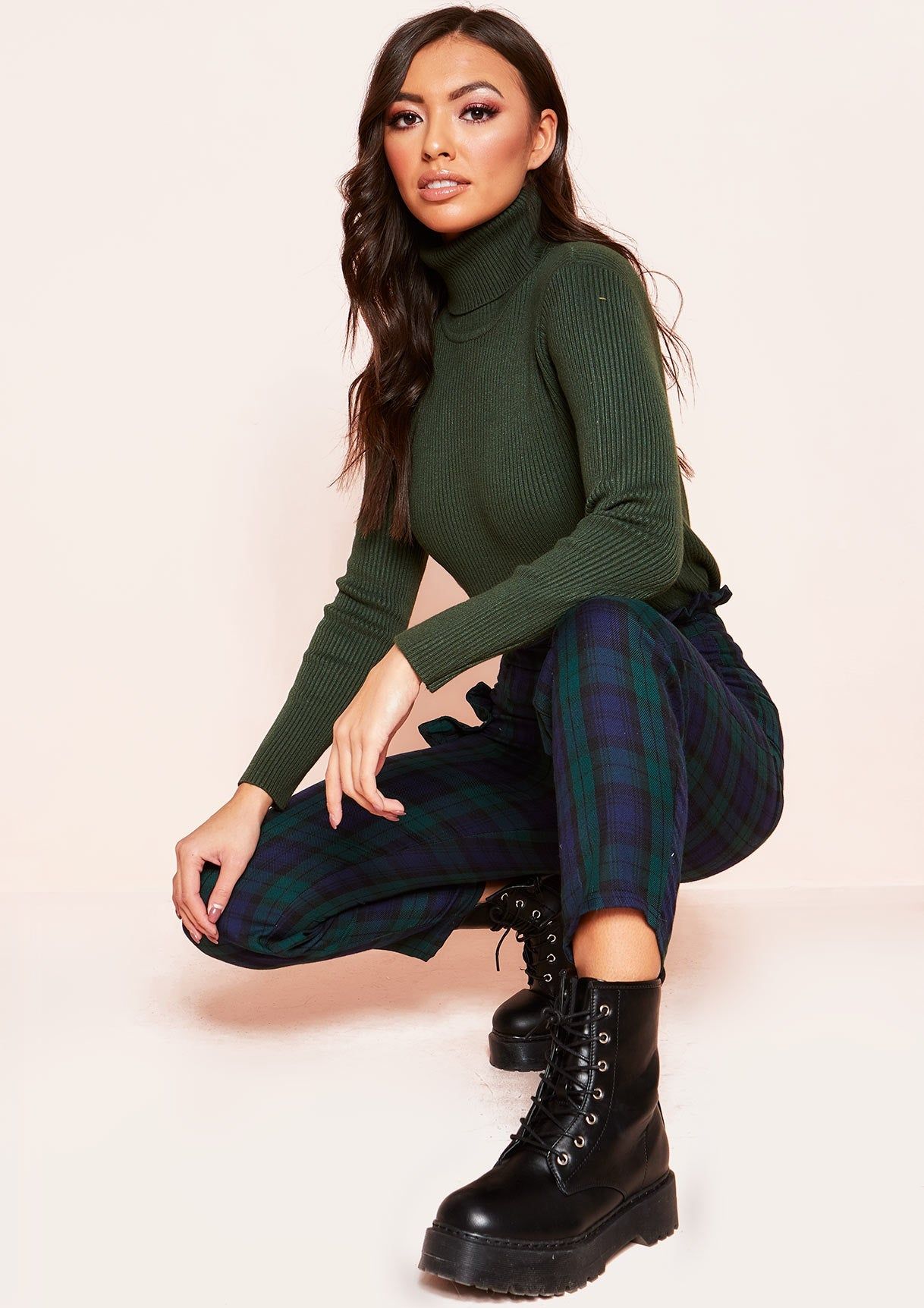 Tena Khaki Knit Ribbed Roll Neck Jumper sold by Missy Empire product image thumbnail 2