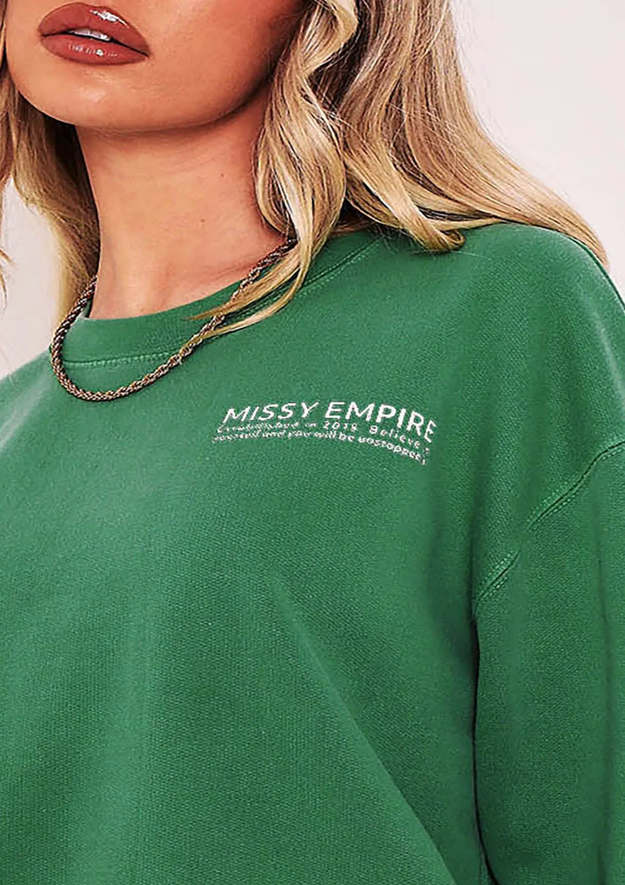 Alesha Green Missy Empire Text Oversized Sweatshirt sold by Missy Empire product image thumbnail 2