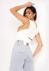 Daphne Cream Knitted Wrap Crop Top sold by Missy Empire