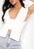 Daphne Cream Knitted Wrap Crop Top sold by Missy Empire