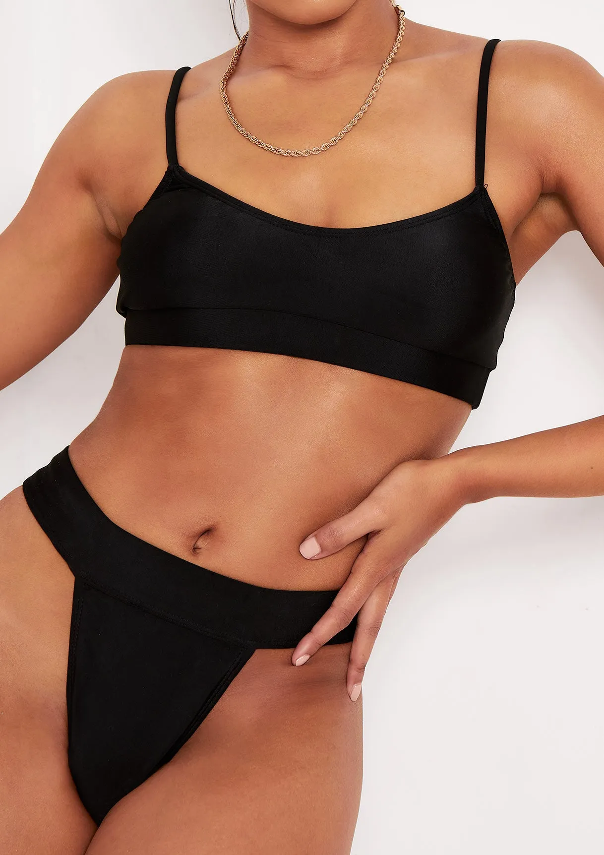 Kourtney Black Bralet High Rise Bikini sold by Missy Empire product image thumbnail 4