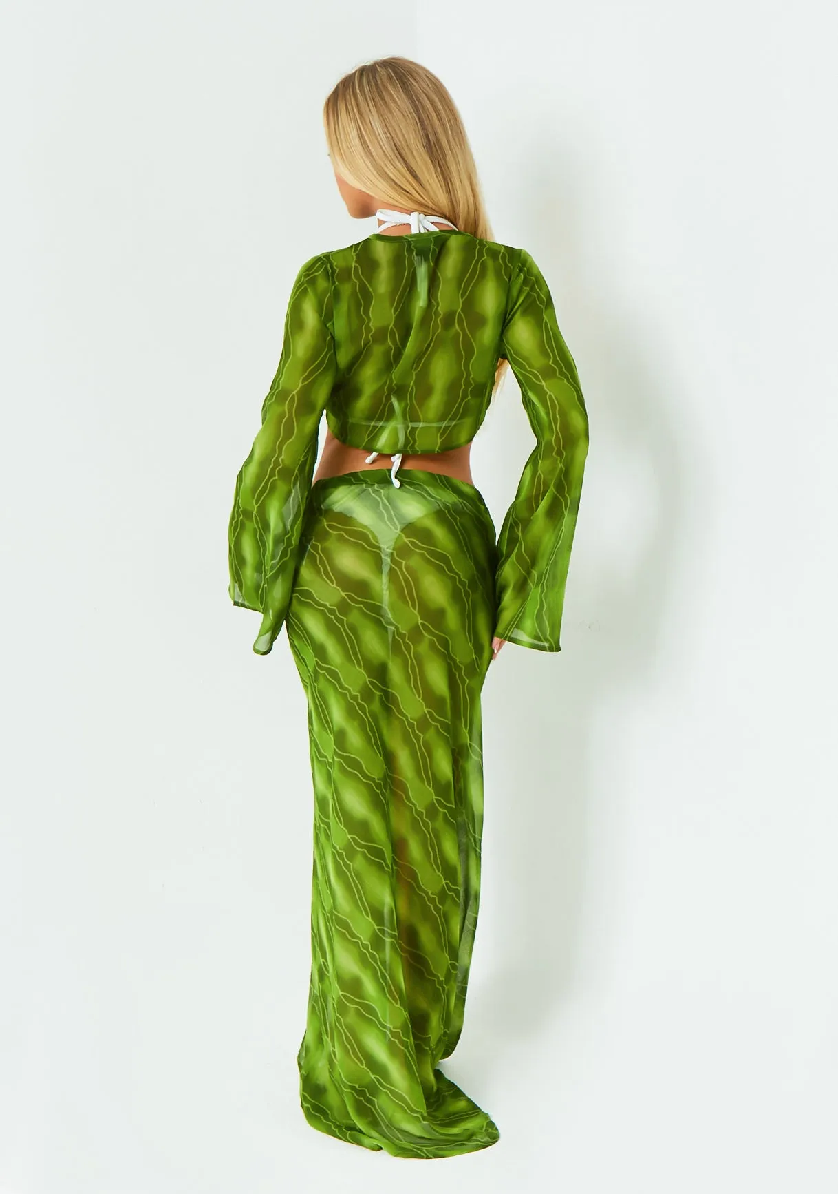 Ayla Green Wide Sleeve Tie Front Top sold by Missy Empire product image thumbnail 4