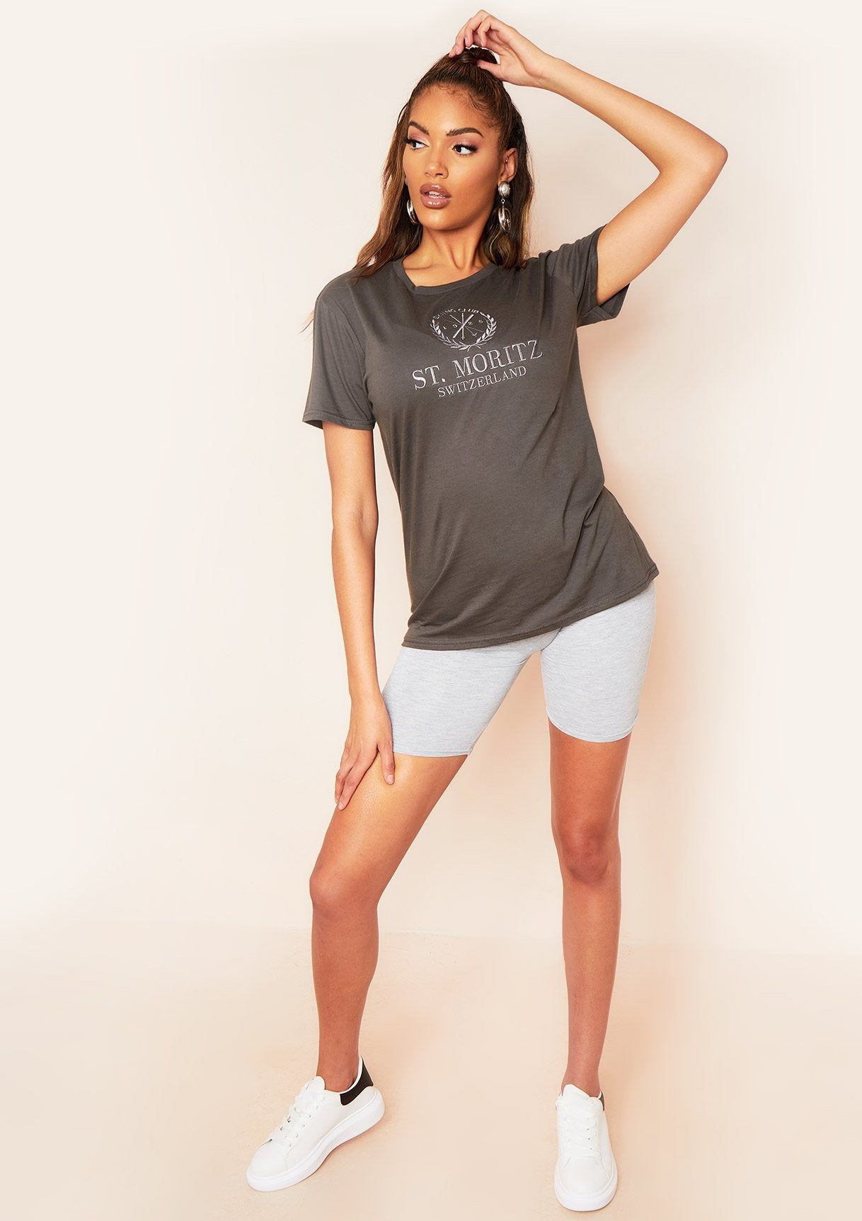 Brinley Charcoal St Moritz Embroidered T-Shirt sold by Missy Empire product image thumbnail 4