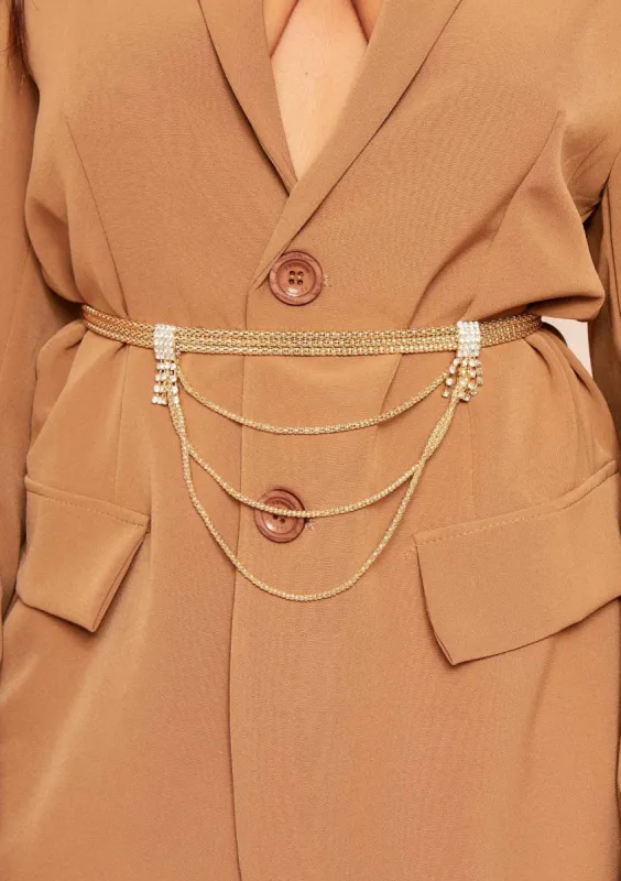 Riva Gold Dimante Layered Belt sold by Missy Empire