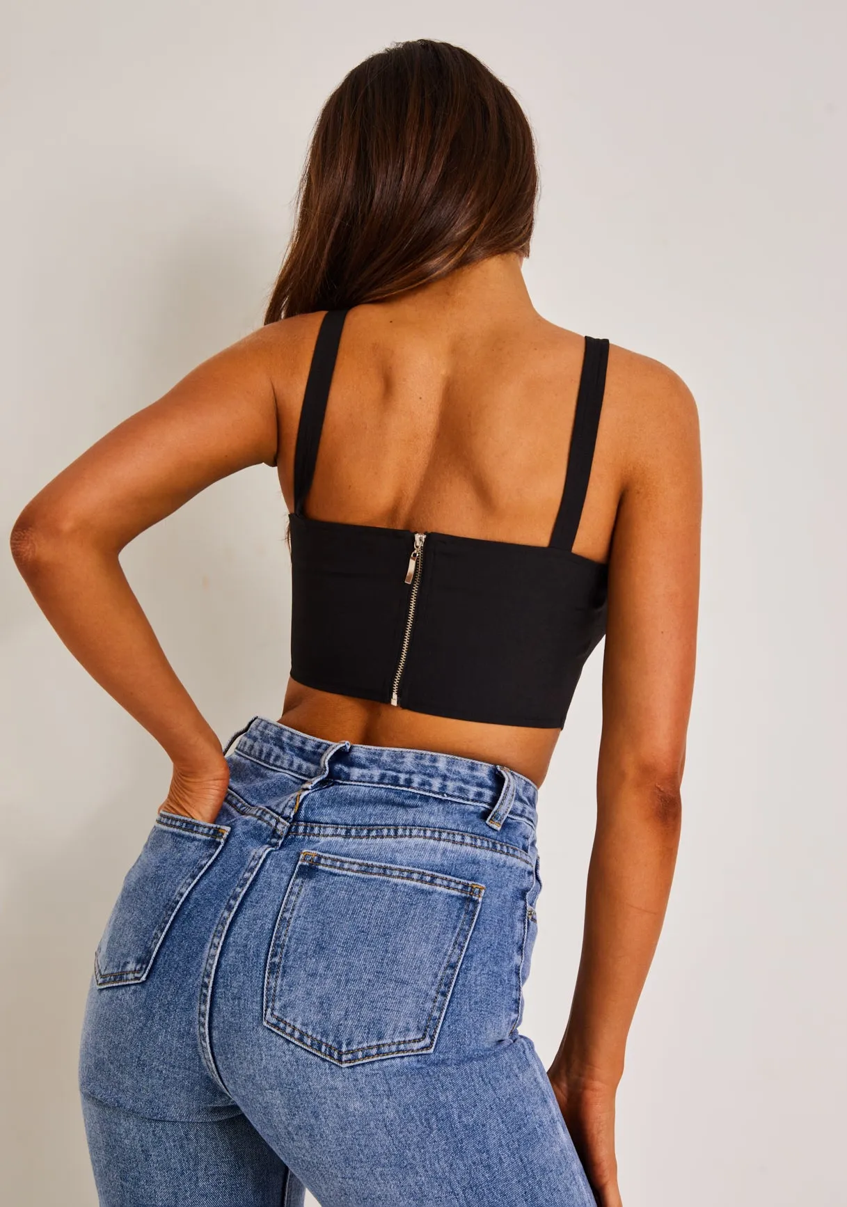 Carlee Black Lace Up Corset Top sold by Missy Empire product image thumbnail 3