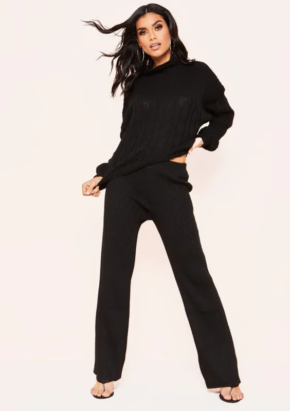 Serena Black Cable Knit Co-Ord Set sold by Missy Empire