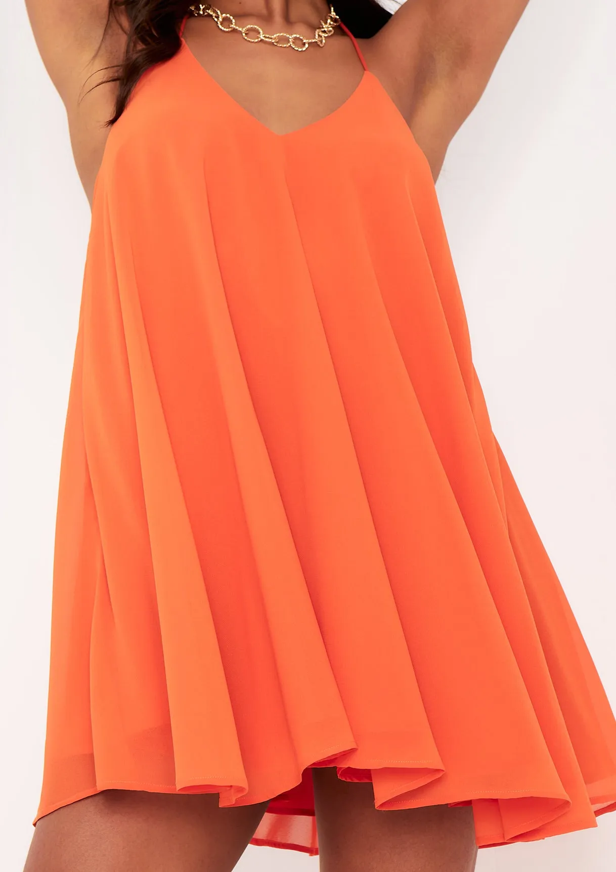 Elsie Orange Halter Neck Trapeze Mini Dress sold by Missy Empire product image thumbnail 3