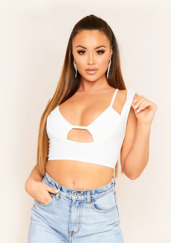 Bertunga White Cut Out Strappy Crop Top sold by Missy Empire