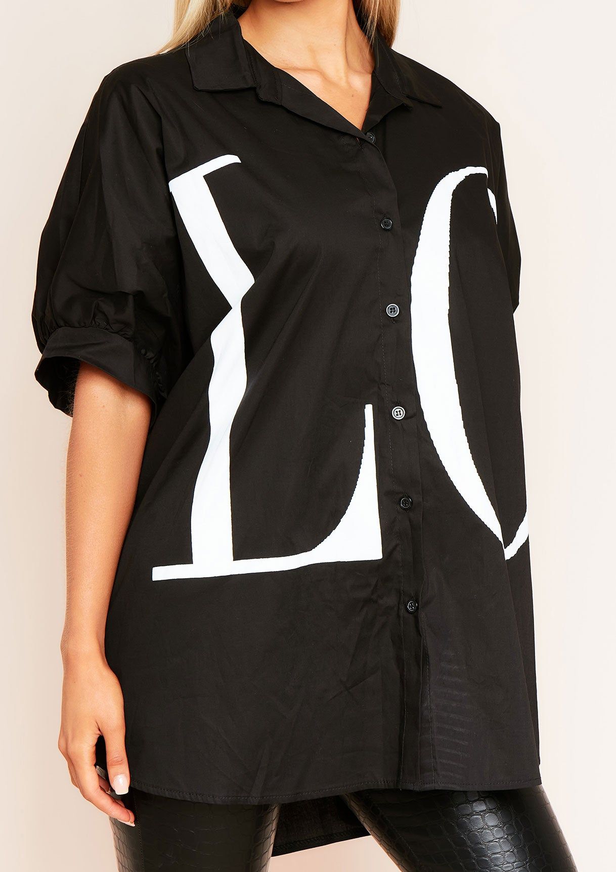 Kacey Black L.O.V.E Oversized Casual Shirt sold by Missy Empire product image thumbnail 2